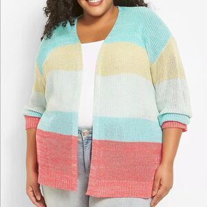 Lane Bryant Women’s Open Front Colorblock Cardigan Sweater Size 22/24